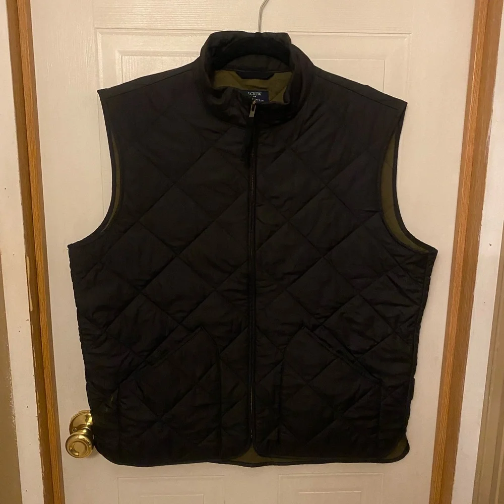 J. Crew Walker Outdoor Quilted Black Reversible Vest